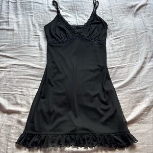 NWOT Forever 21 Black Ruffle Hem Slip Dress
